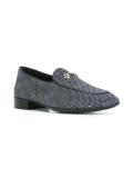 buckle detail dots print loafers