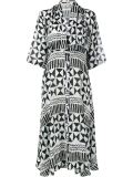 Maria Alexan Geometric Print Silk Dress