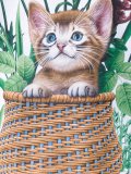 猫与花卉印花T恤