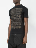 patterned funnel-neck T-shirt