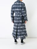 striped raw edge coat