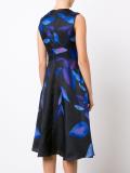 deep V-neck flared dress