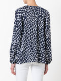 patterned neck-tie blouse