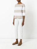 striped three-quarter sleeve top