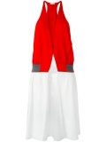 contrast V neck dress