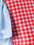 ruffle sleeve checked dress