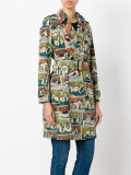 printed gabardine trench coat