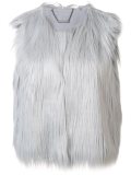 furred effect cropped gilet