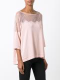 sheer panel flared blouse