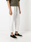 drawstring cropped tapered trousers