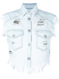 frayed denim gilet 