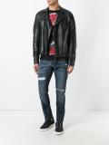 distressed slim-fit jeans