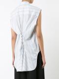 Striped Sleeveless Lace Back衬衫