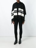 striped fringed cape coat