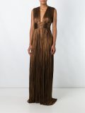 'Rita' pleated plunge neckline gown