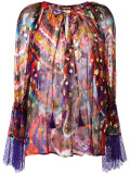abstract print sheer blouse