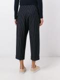 pinstriped tapered trousers