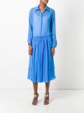 pleated trim shirt dress 