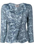 ruched embroidered blazer