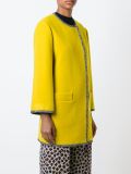 trim detail collarless coat