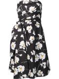 orchid print strapless dress