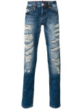 light-wash distressed jeans