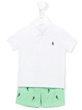 gingham seahorse embroidered short set