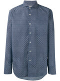 tile print slim-fit shirt