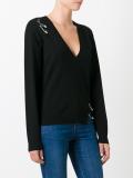 pins detail V-neck jumper