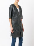 fringed short-sleeved coat