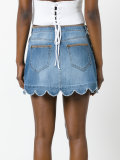 scallop hem denim skirt