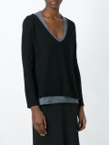 contrast neck overlay jumper