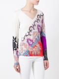 printed v-neck jumper 