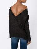 metallic v-back knitted top