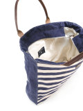 striped denim shopping bag