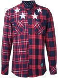 stars print checked shirt 