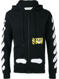 stripe print hooded jacket