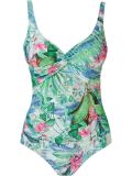 foliage print open back swimsuit