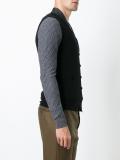 contrast neck cardigan vest