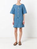 frill hem denim dress