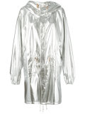 metallic hooded oversized coat