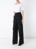 dropped belt palazzo pants