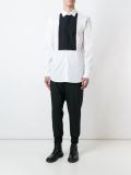 striped bib detail shirt