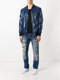 light-wash distressed jeans