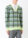 plaid v neck jumper