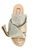 oversized bow metallic sandals