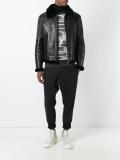 panelled leather bomber jacket