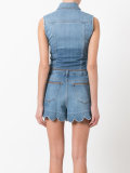 scalloped hem denim playsuit