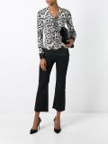 leopard pattern V-neck jumper