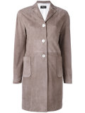 single breasted leather  coat 